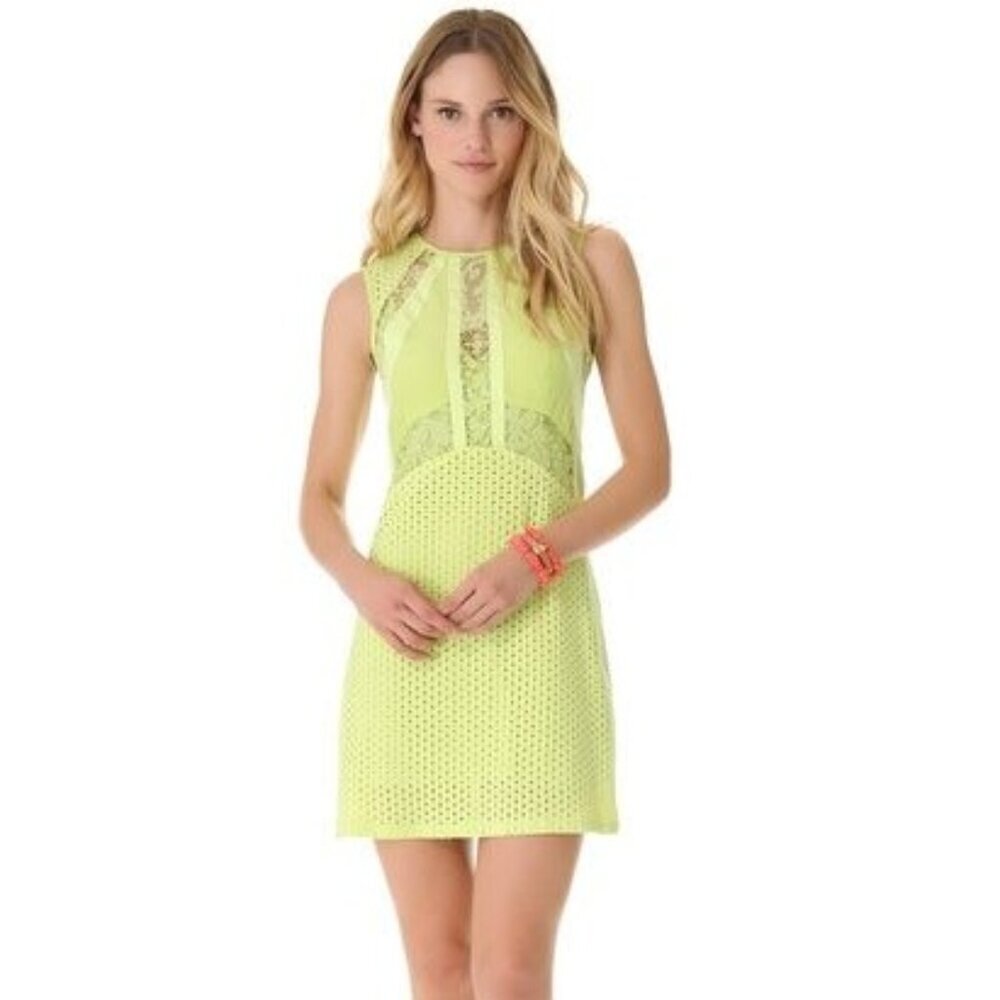 Nanette Lepore Citron Lace Sheath Dress XS Slip Lined